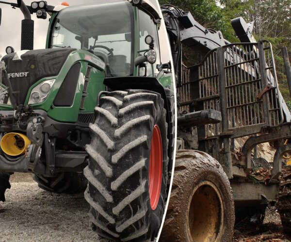 skogsvagn med kran begagnad